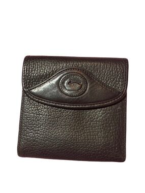 Vintage Dooney and Bourke Black Pebbled Leather Wallet/Kiss Lock Coin Section
